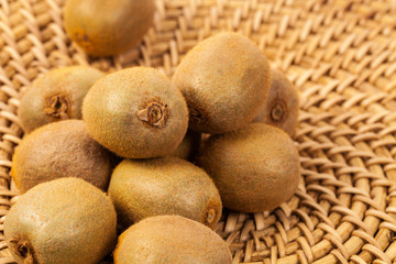 Whole Kiwi Fruit. Macro. Selective focus.