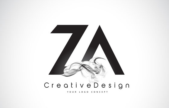 ZA Letter Logo Design with Black Smoke.