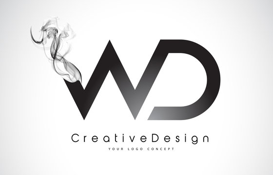 WD Letter Logo Design with Black Smoke.