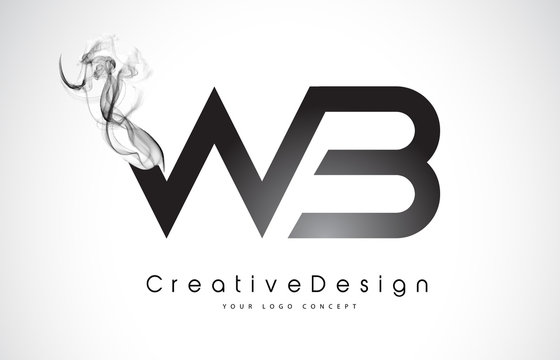 WB Letter Logo Design with Black Smoke.