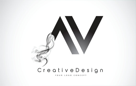 AV Letter Logo Design with Black Smoke.