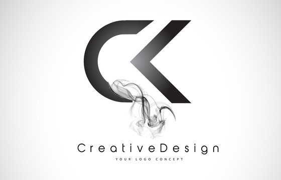 CK Letter Logo Design with Black Smoke.