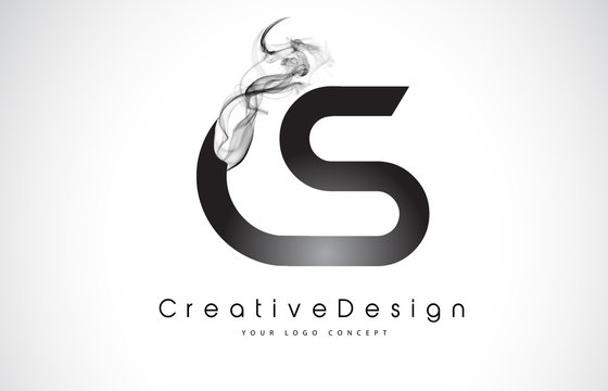 CS Letter Logo Design with Black Smoke.
