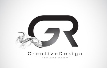 GR Letter Logo Design with Black Smoke.