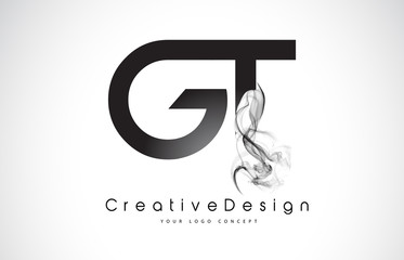 GT Letter Logo Design with Black Smoke.