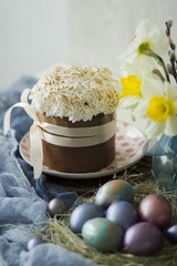 traditional festive Easter breakfast on the table