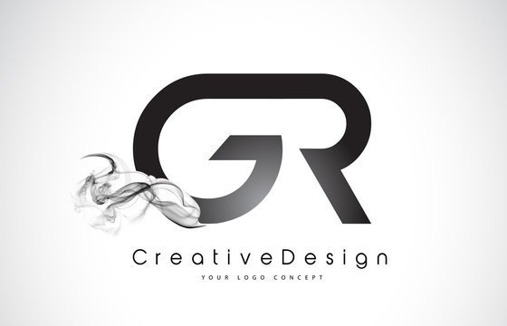 GR Letter Logo Design with Black Smoke.