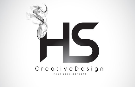 HS Letter Logo Design with Black Smoke.