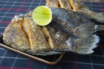 Fried salted dried damsel fish.