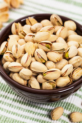 Sea Salt Roasted Pistachios. Selective focus.