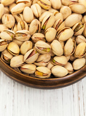 Sea Salt Roasted Pistachios. Selective focus.