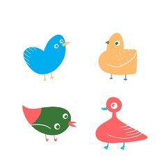 Set of Colorful Cartoon Birds illustration