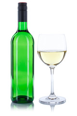 Weinflasche Weinglas Wein Flasche grün Glas Weißwein Weisswein Alkohol freigestellt Freisteller