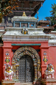 Elaborate doorway leading to he Taleju temple at Basantapur