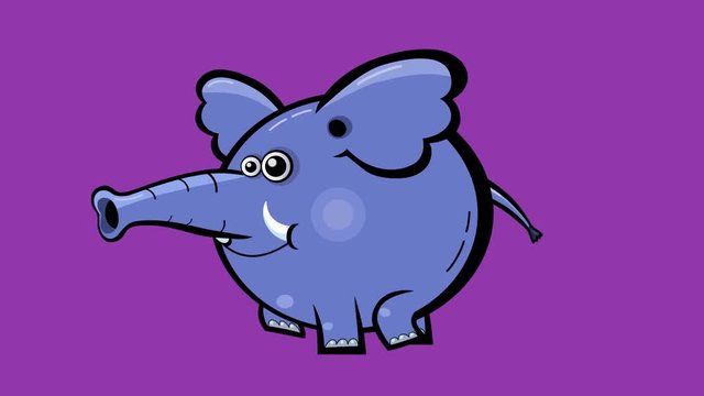 Cartoon elephant seamless transitions character with alpha – walking, sitting, standing