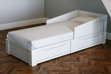 White kid bed design idea 3d render