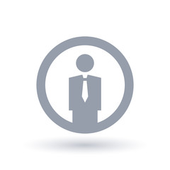 Simple businessman icon. Professional employee symbol. Corporate profile with mens suit and tie silhouette sign in circle. Vector illustration.