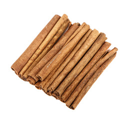 Cinnamon stick isolated on white background. Close-up.