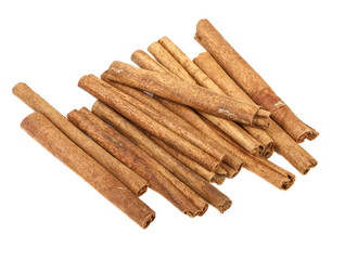Cinnamon stick isolated on white background. Close-up.