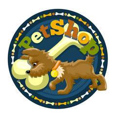 Little brown dog with bone on the logo