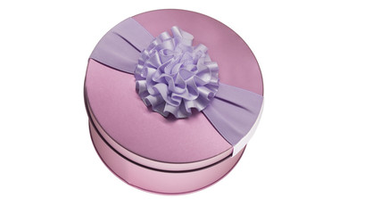 pink metal casket on white background