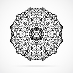 Vector Black Geometry Mandala over white