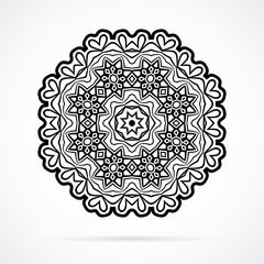 Vector Black Geometry Mandala over white