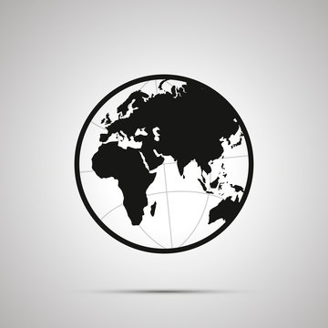 Europe and africa side of world map on globe, simple black icon