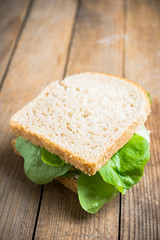 Sandwich avocado, salad and mozzarella. Selective focus.