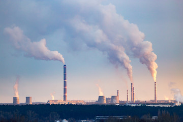 Smoke from the pipes in the factory