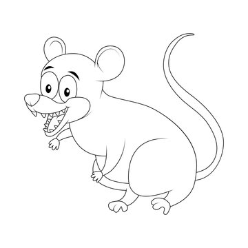 Cartoon opossum rodent outline isolated on white background
