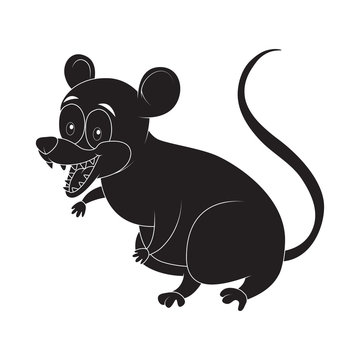 Cartoon opossum rodent silhouette isolated on white background