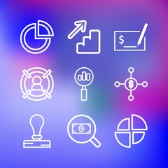 9 business icons set on gradient background. Modern simple isolated sign. Pixel perfect vector  illustration for logo, website, mobile app and other designs