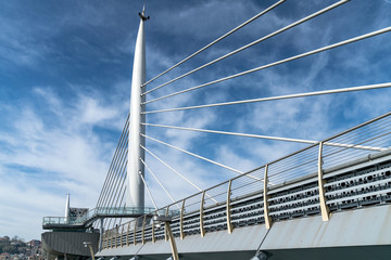 Golden Horn Metro Bridge closeup in Istanbul City, Turkey