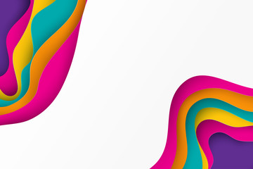 Paper art 3D abstract background with origami shapes. Paper waves, layers texture. Geometric design layout