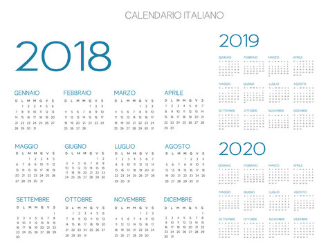 Italian Calendar 2018-2019-2020 vector