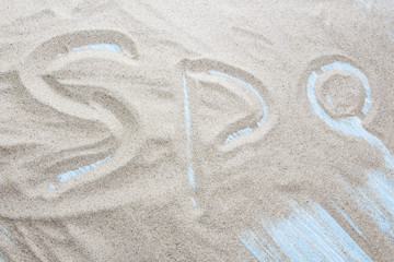 Fototapeta na wymiar spa handwritten in sand on a beach.
