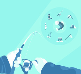 flat illustration of fishing infographics