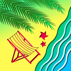 Beach chair and palm tree on the beach 2