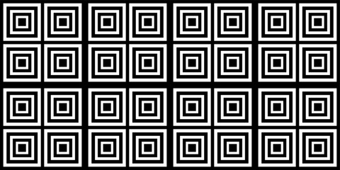 Geometric abstract seamless pattern. Squares, grid. Black white. Vector illustration.