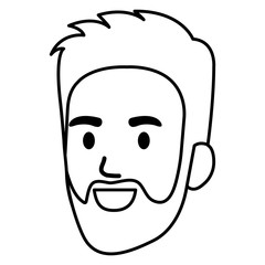 young man head with beard avatar character vector illustration design