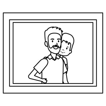 portrait of father lifting son characters vector illustration design