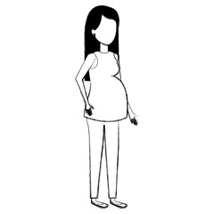 woman pregnacy avatar character vector illustration design