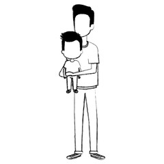 father lifting son characters vector illustration design