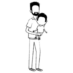 father lifting son characters vector illustration design