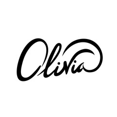 Personal name Olivia. Vector handwritten calligraphy set.