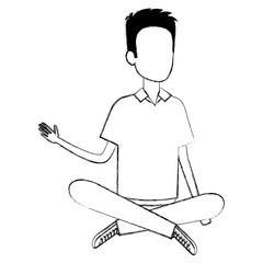 young man sitting in the floor vector illustration design