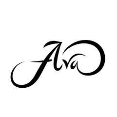 Personal name Ava. Vector handwritten calligraphy set.