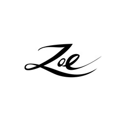 Personal name Zoe. Vector handwritten calligraphy set.