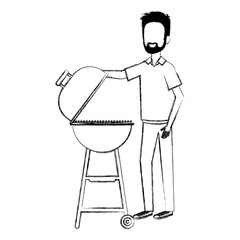 man using grill character vector illustration design